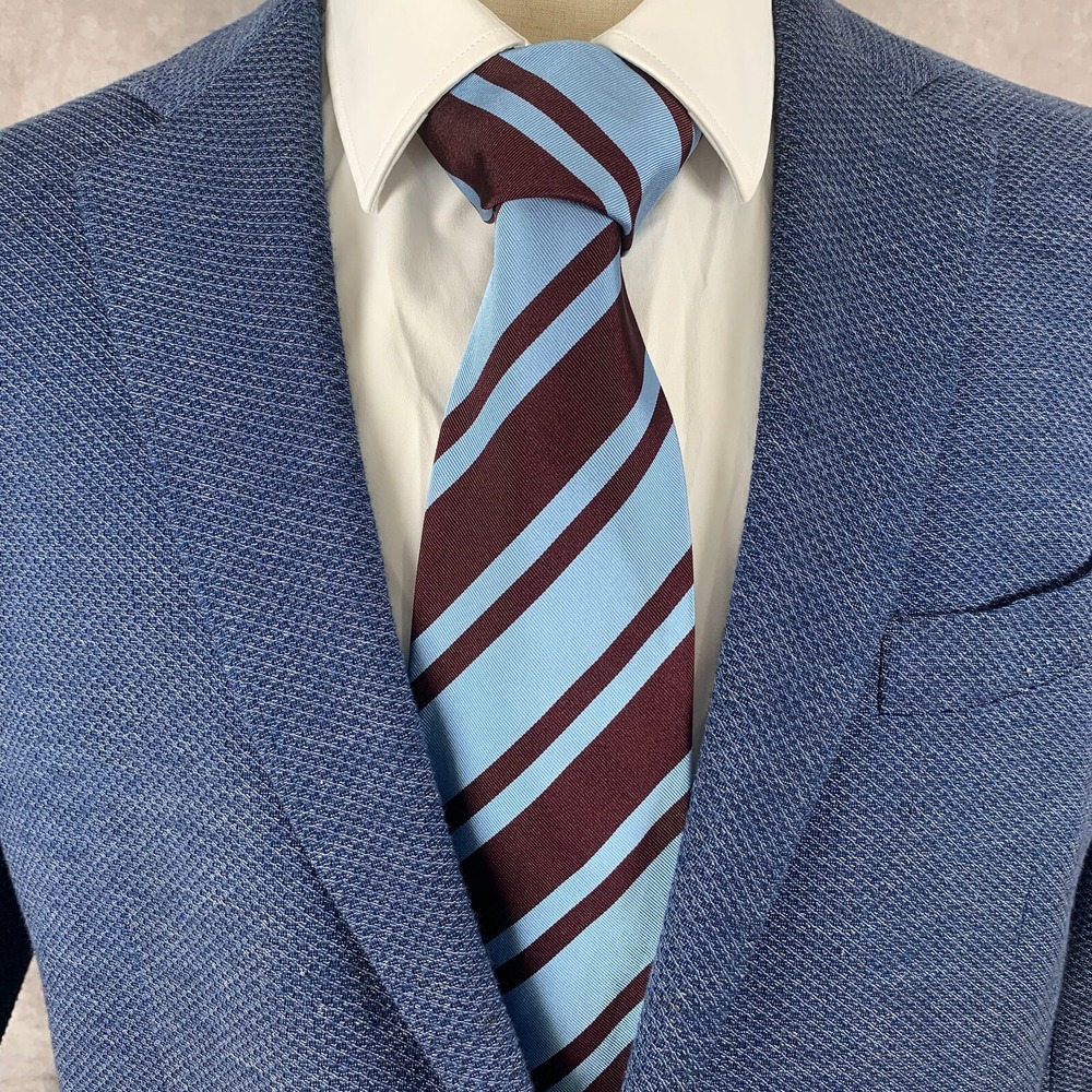 Etro Milano Tie Men Blue Stripe Silk Cotton Made In Italy Business Formal Dapper